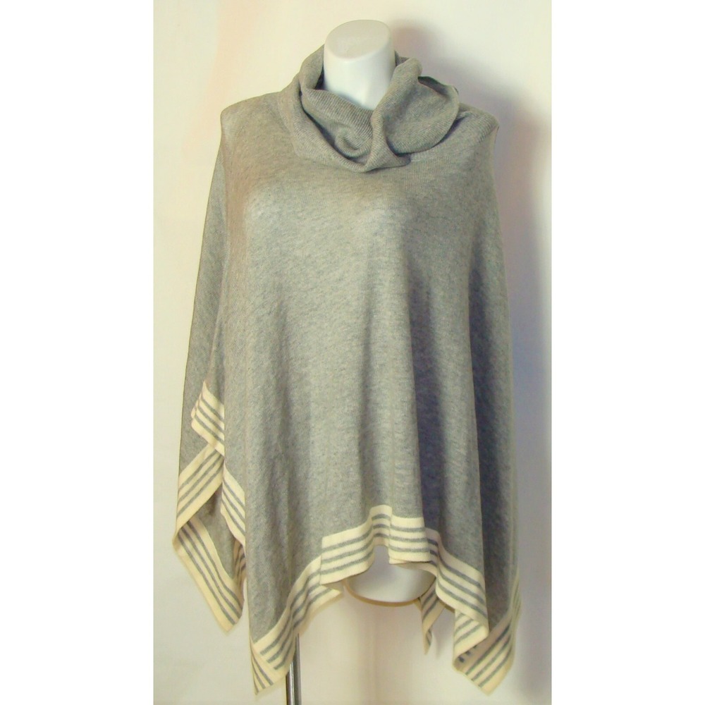 CULLEN WOMENS GRAY WOOL CASHMERE KNIT PONCHO ONE SIZE FITS ALL     D112